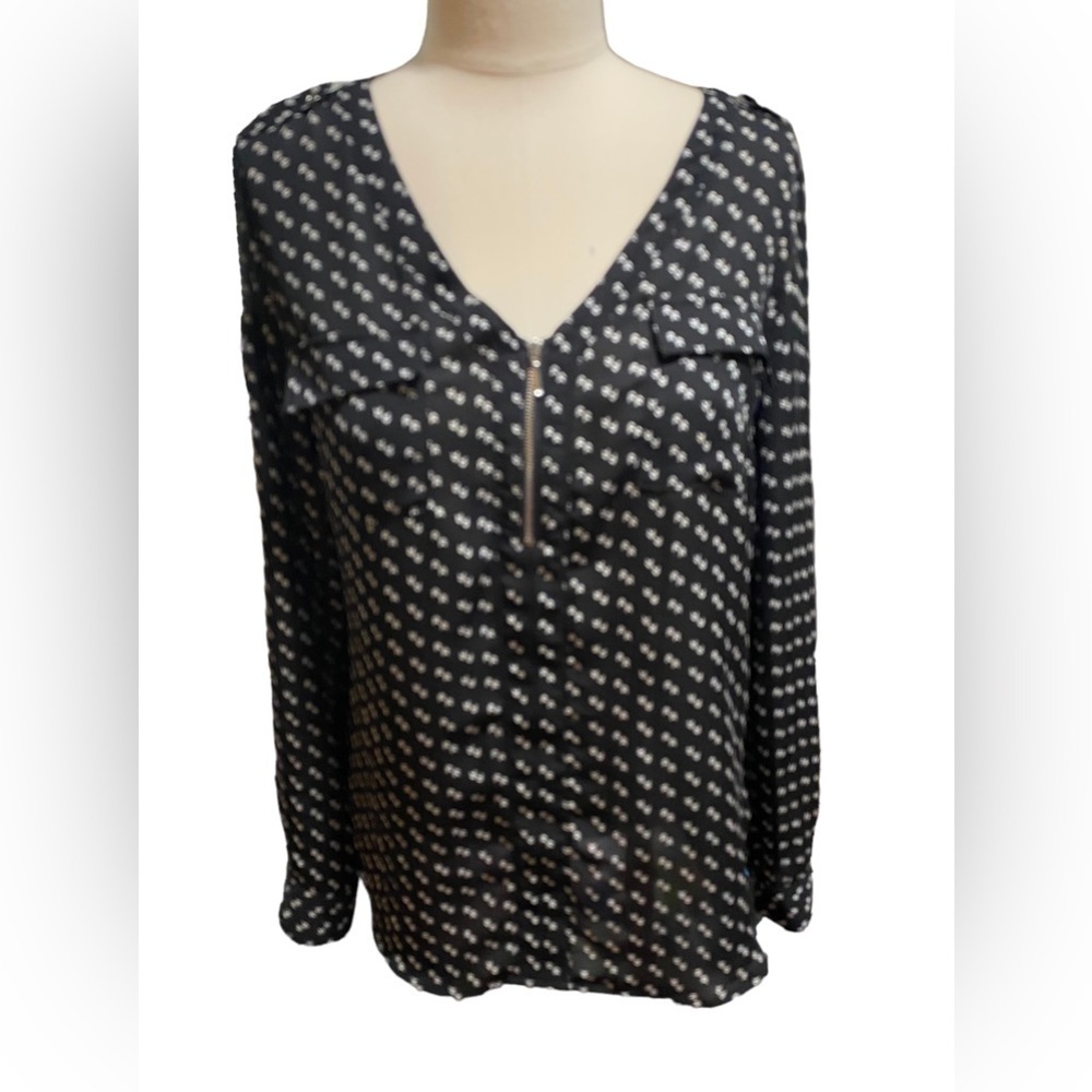 Candies Zip Collar Long Sleeve Blouse size L